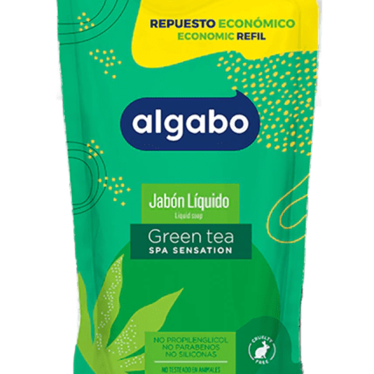 Repuesto Economico Jabon Liquido Algabo x300 ml. Green Tea (verde)