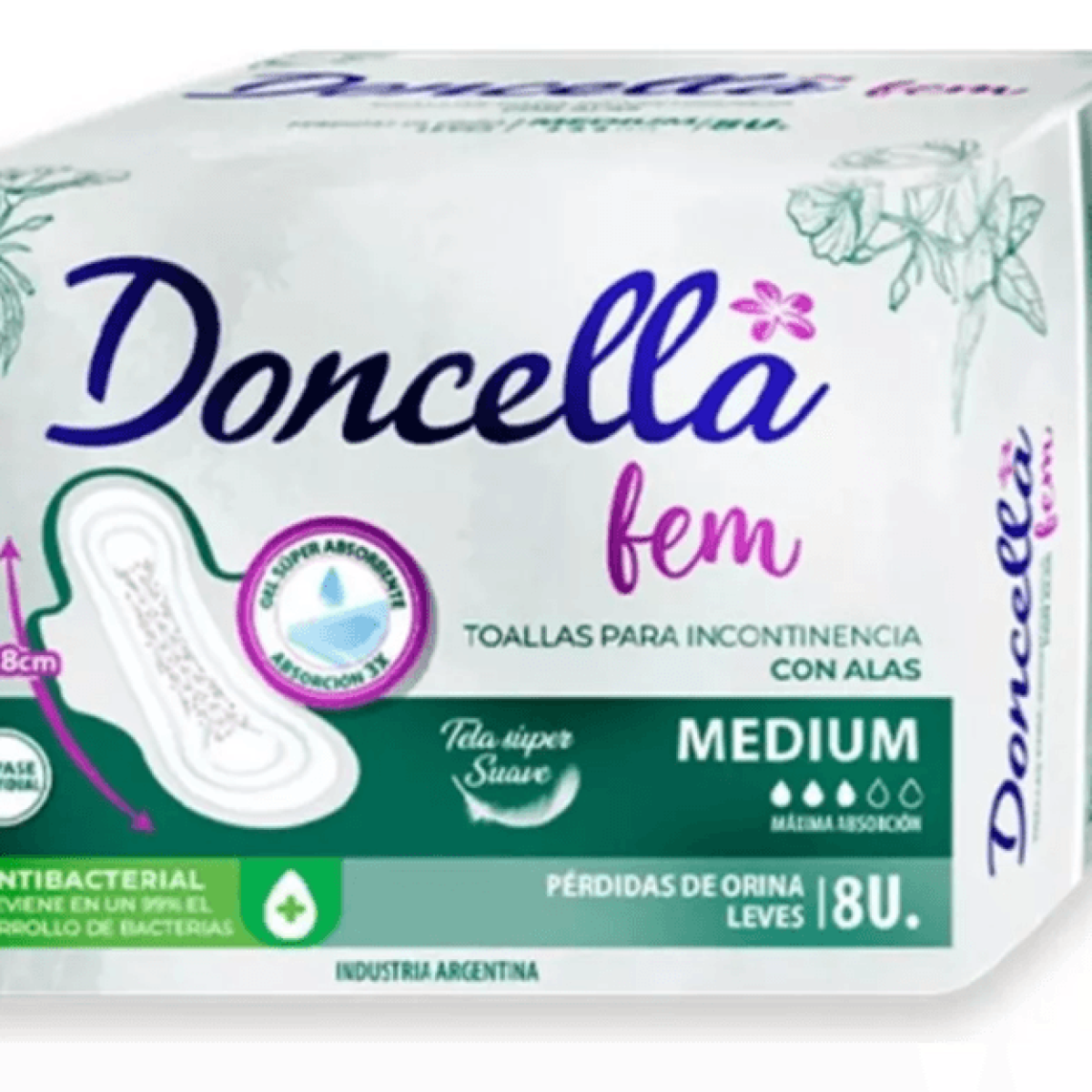 Toallitas Doncella Para Incontinencia Larga Verde