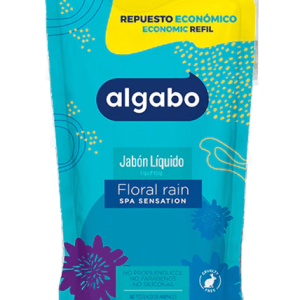 Repuesto Economico Jabon Liquido Algabo x300 ml. Floral Rain (azul)