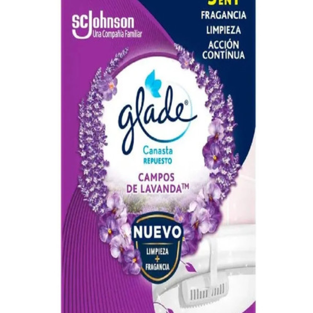 Aromatizante Glade Canasta Solida Lavanda 3 en 1 Repuesto (chiquito)